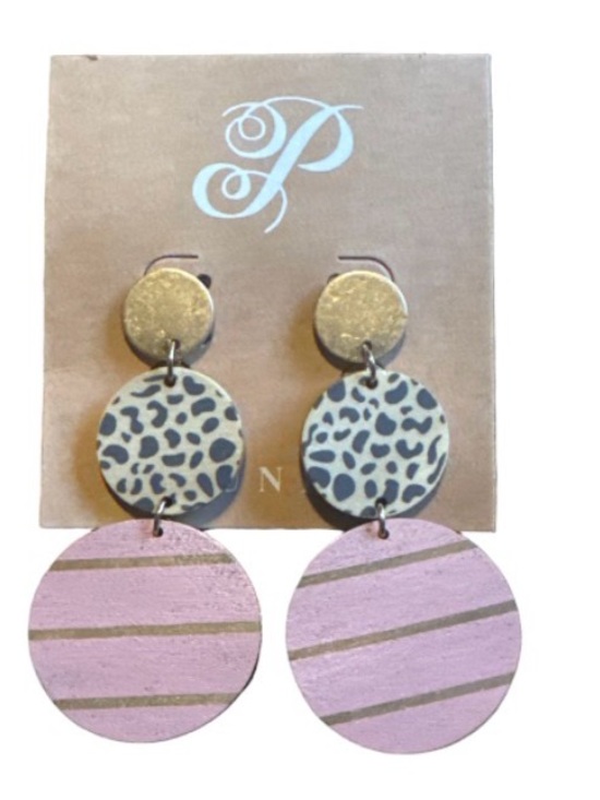 Plunder Jewelry - Plunder Pink and Gold Leopard-Accent Dangle Earrings